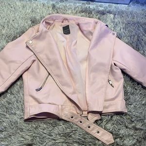 Women's Pink Faux Leather Motorcycle Jacket